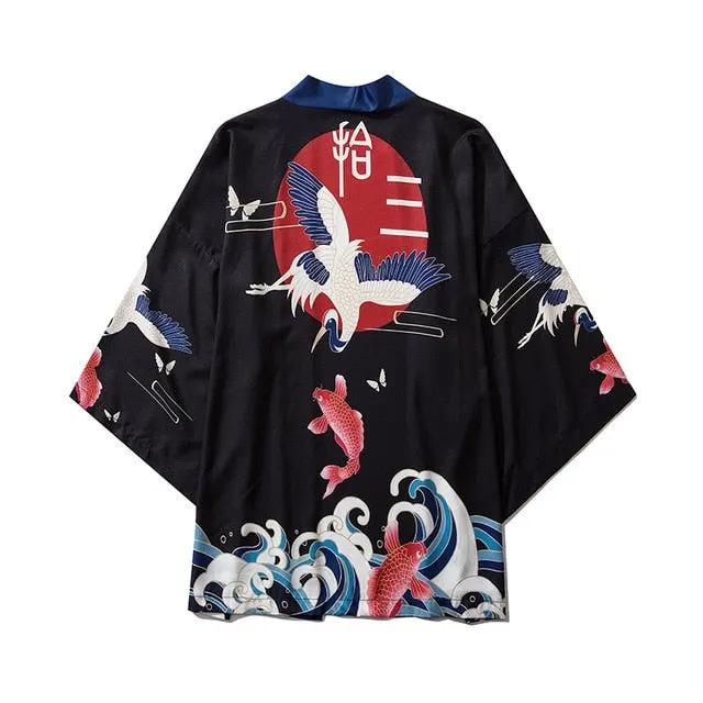 Japan Style Clothes Men Summer Streetwear Cat Print Kimono Cardigan Mandarin Robe Men Unisex Japanese Trend Kimonos by Vimost Shop