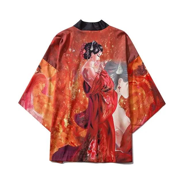 Japan Streetwear Man Beach Kimono Cardigan Cosplay Shirt Blouse for Men Unisex Japanese Yukata Kimonos by Vimost Shop