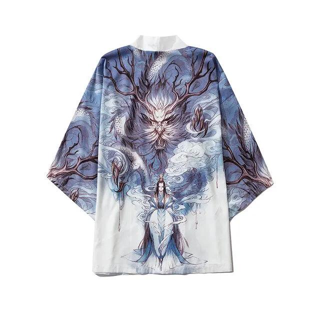 Men Women Chinese Style Anime Panda Samurai Kimono Streetwear Cardigan Japanese Robe Female Clothing by Vimost Shop
