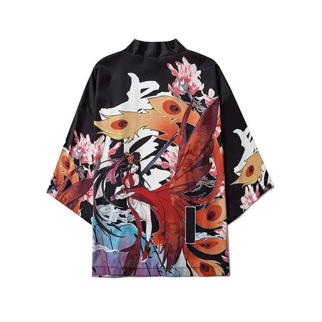 Men Women Chinese Style Anime Panda Samurai Kimono Streetwear Cardigan Japanese Robe Female Clothing by Vimost Shop