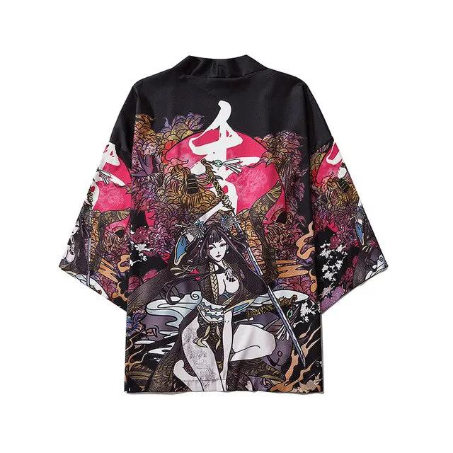 Men Women Chinese Style Anime Panda Samurai Kimono Streetwear Cardigan Japanese Robe Female Clothing by Vimost Shop