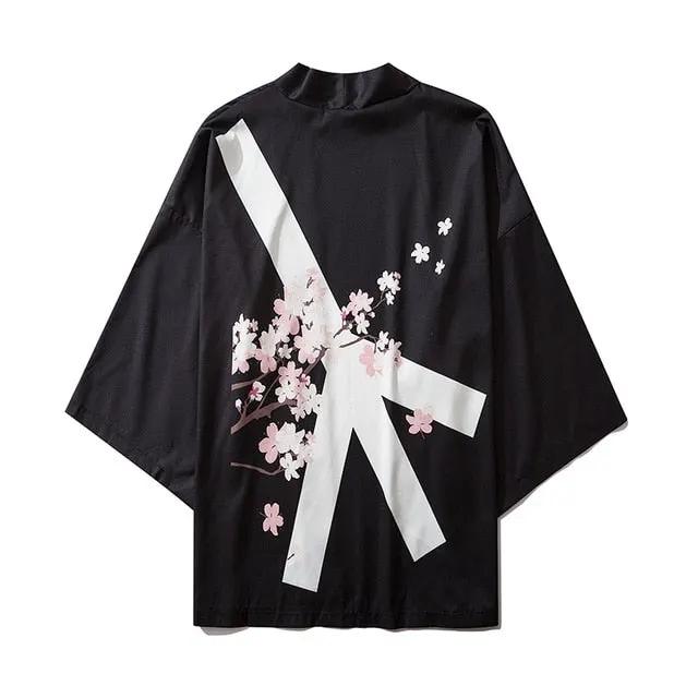 Japanese Crow Print Kimonos Streerwear Yukata Women Haori Harajuku Kimono Robe Cardigan Men Red Asian Clothes by Vimost Shop