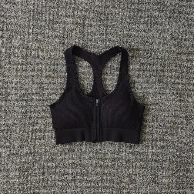 Sports Bra Crop Top Zipper Fitness Women Sportswear Sport Top Bras For Fitness Gym Female Running Push Up Yoga Workout Bra by Vimost Shop