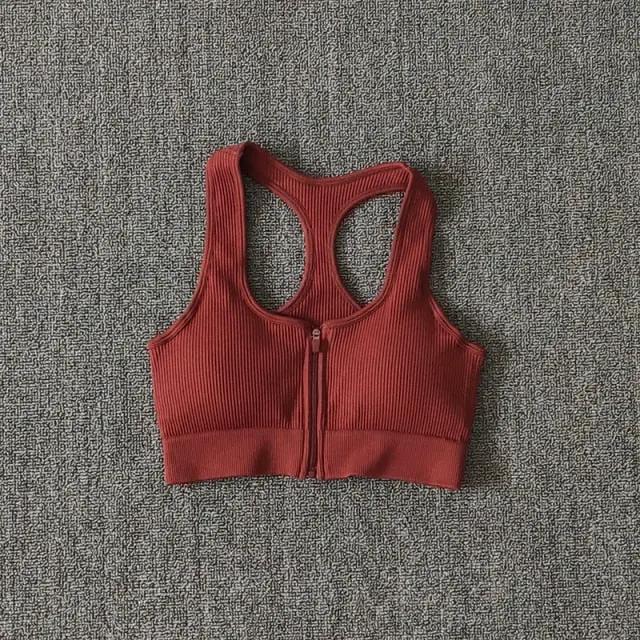 Sports Bra Crop Top Zipper Fitness Women Sportswear Sport Top Bras For Fitness Gym Female Running Push Up Yoga Workout Bra by Vimost Shop