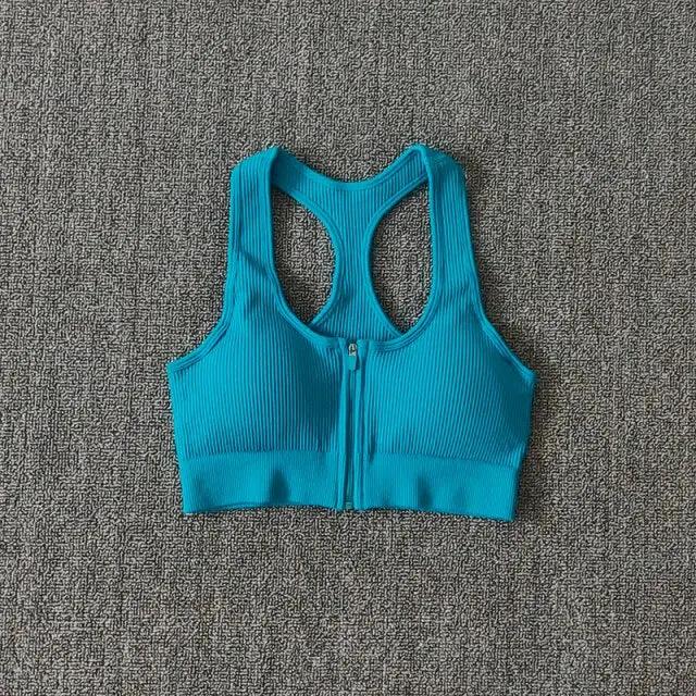 Sports Bra Crop Top Zipper Fitness Women Sportswear Sport Top Bras For Fitness Gym Female Running Push Up Yoga Workout Bra by Vimost Shop