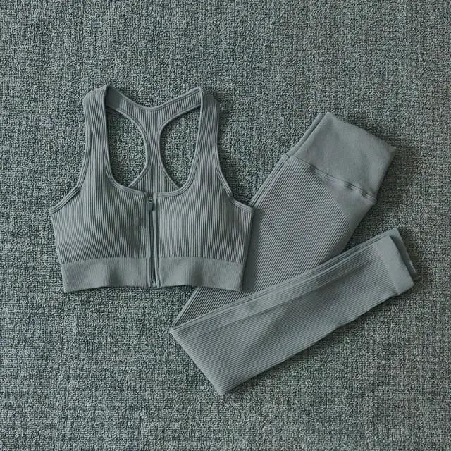 Seamless Yoga Set Workout Shirts Sport Pants Bra Gym Clothing Tracksuit Drawstring High Waist Running Leggings Fitness Suit by Vimost Shop
