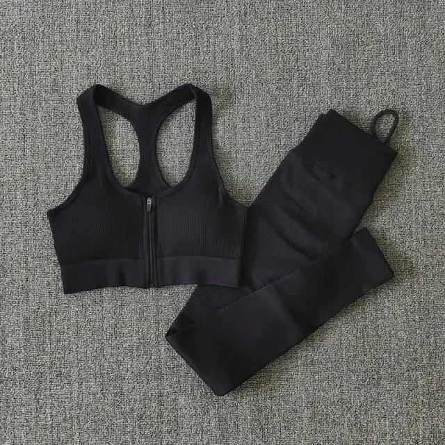 Seamless Yoga Set Workout Shirts Sport Pants Bra Gym Clothing Tracksuit Drawstring High Waist Running Leggings Fitness Suit by Vimost Shop