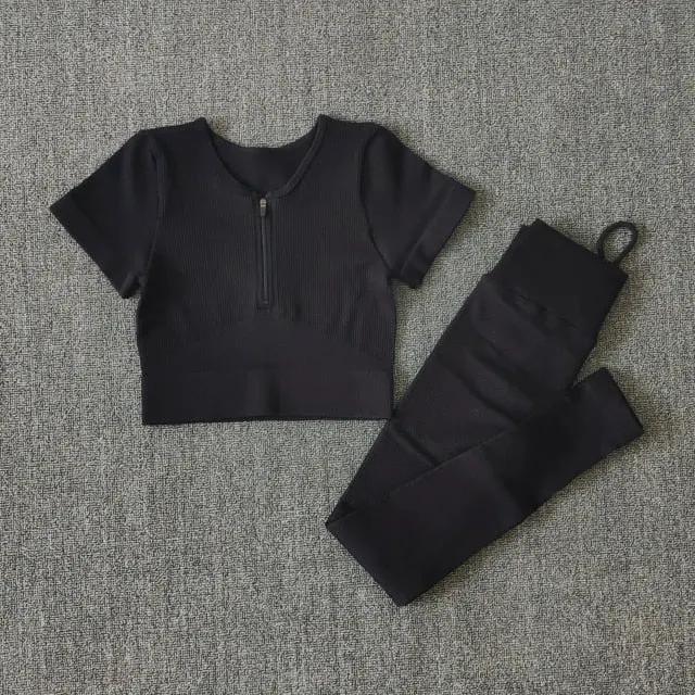 Seamless Yoga Set Workout Shirts Sport Pants Bra Gym Clothing Tracksuit Drawstring High Waist Running Leggings Fitness Suit by Vimost Shop