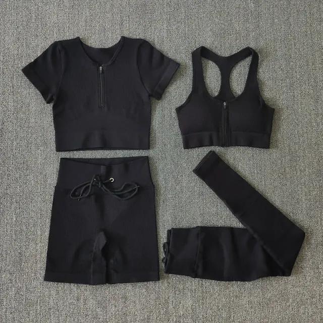 Seamless Yoga Set Workout Shirts Sport Pants Bra Gym Clothing Tracksuit Drawstring High Waist Running Leggings Fitness Suit by Vimost Shop