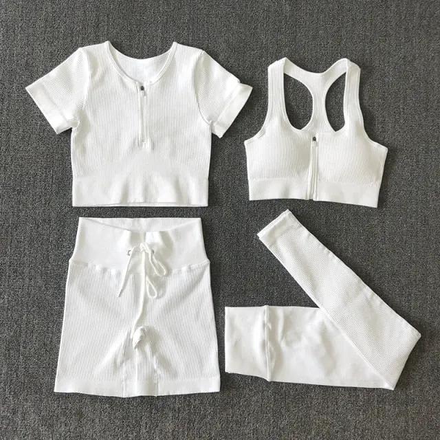 Seamless Yoga Set Workout Shirts Sport Pants Bra Gym Clothing Tracksuit Drawstring High Waist Running Leggings Fitness Suit by Vimost Shop