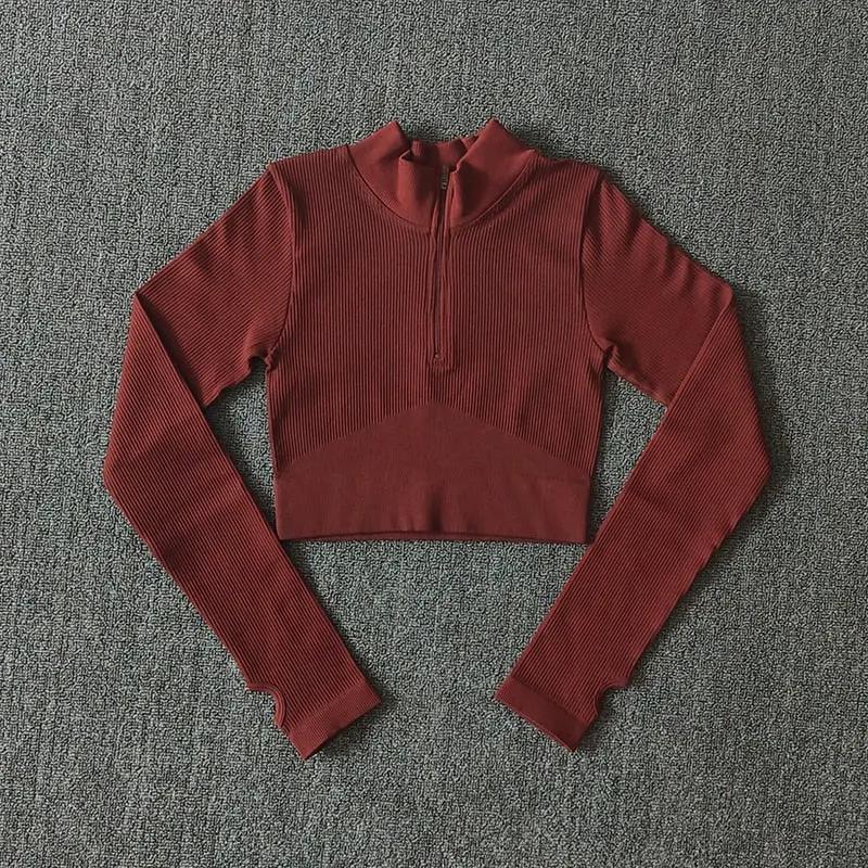 Women Long Sleeve Sports Shirt Jacket Zip Fitness Shirt Yoga Gym Top Activewear Running Workout Clothes Sports Wear by Vimost Shop