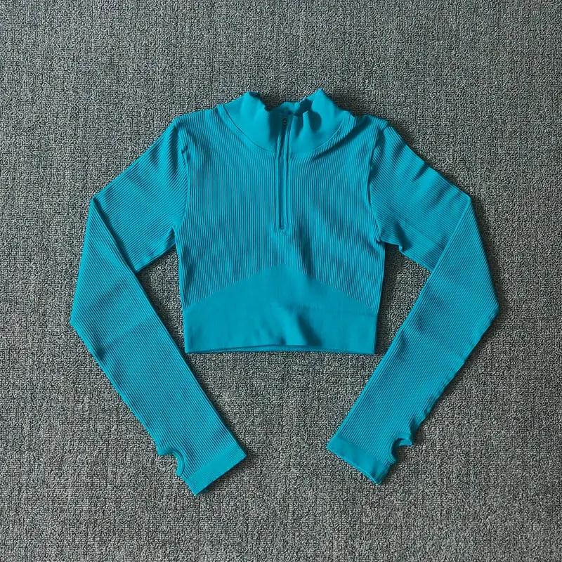 Women Long Sleeve Sports Shirt Jacket Zip Fitness Shirt Yoga Gym Top Activewear Running Workout Clothes Sports Wear by Vimost Shop