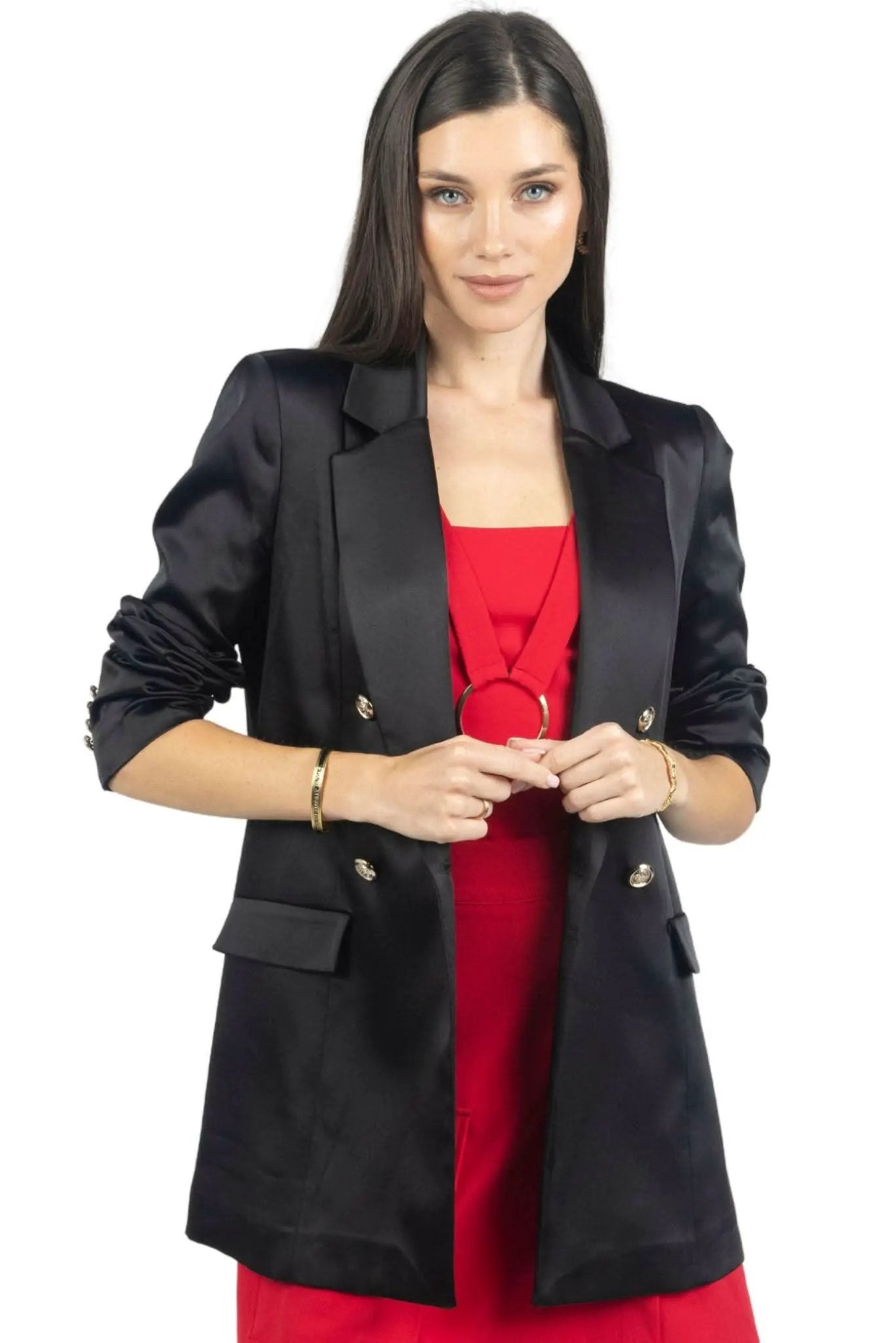 Tania Women Blazer with Gold Color Buttons by Akalia