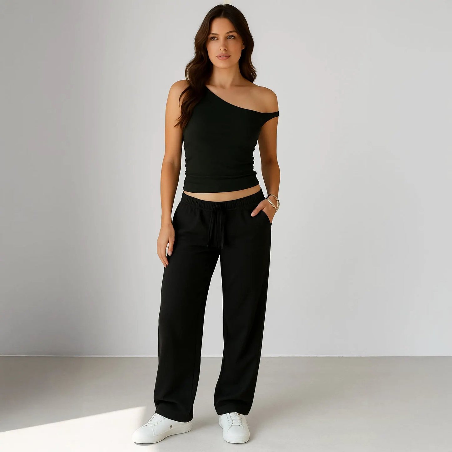 0896 - Women's One Shoulder Asymmetrical Tank by POS Wholesale