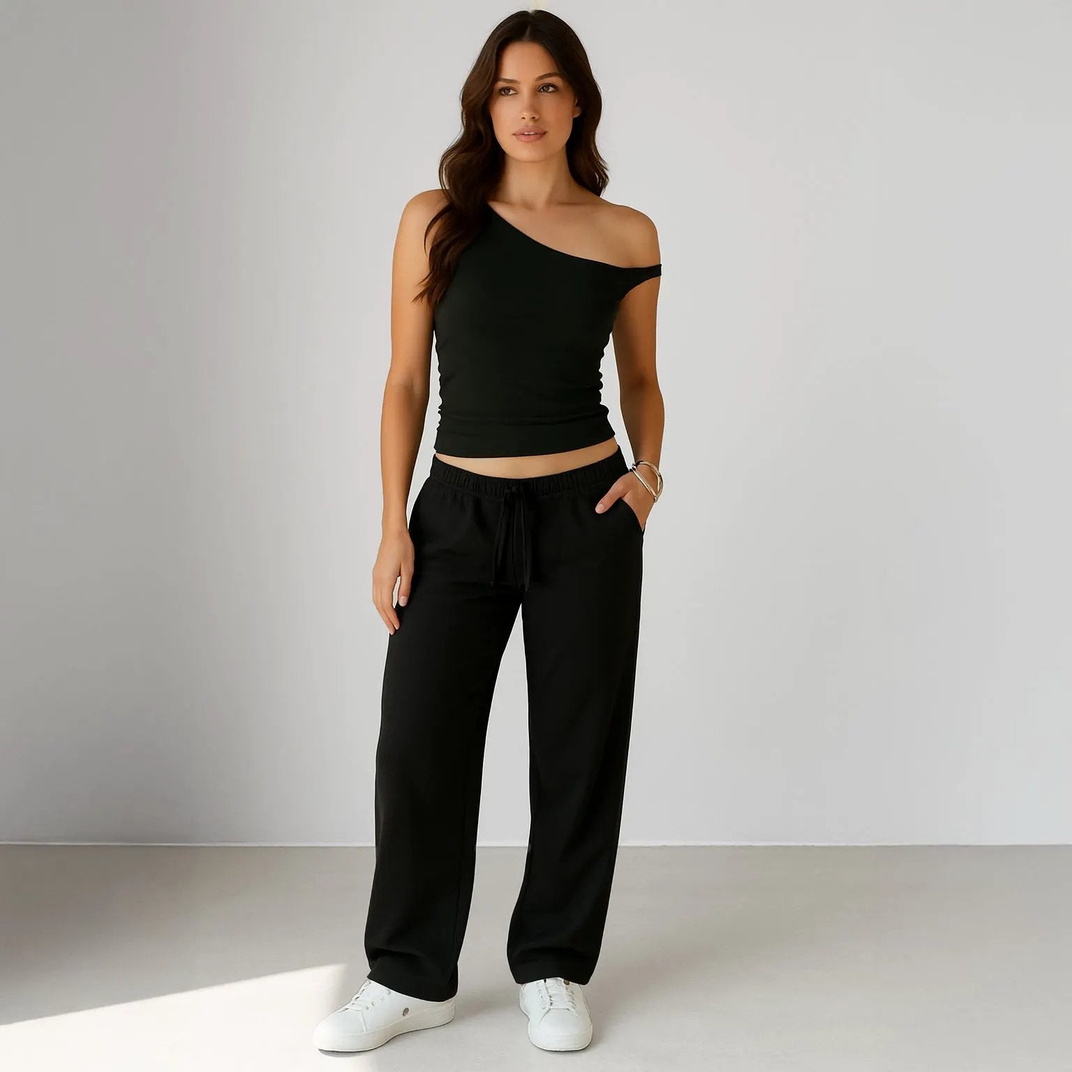 0896 - Women's One Shoulder Asymmetrical Tank by POS Wholesale