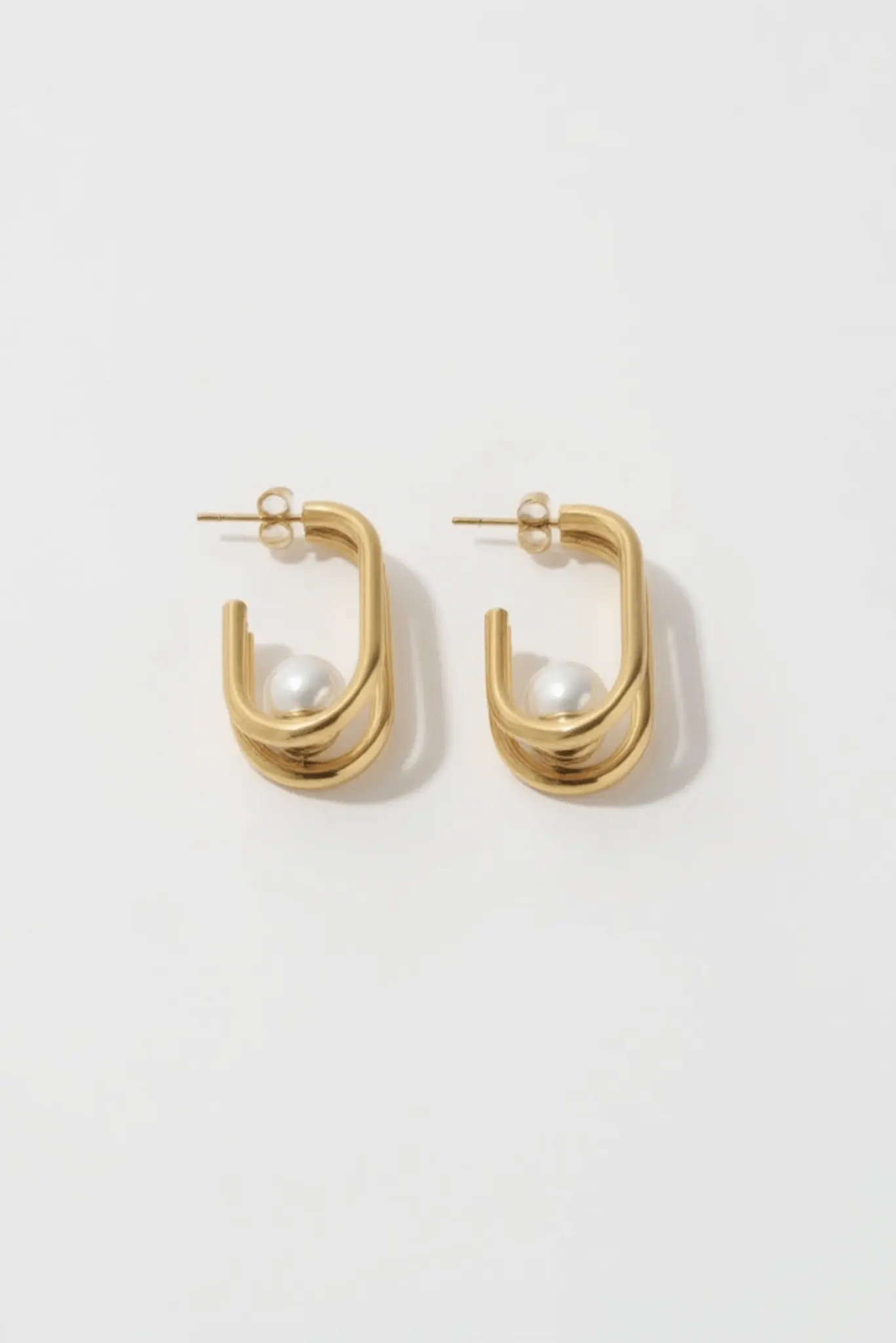 Thalia Waterproof Earring Shiny Faux Pearl at Center Dazzling by Akalia