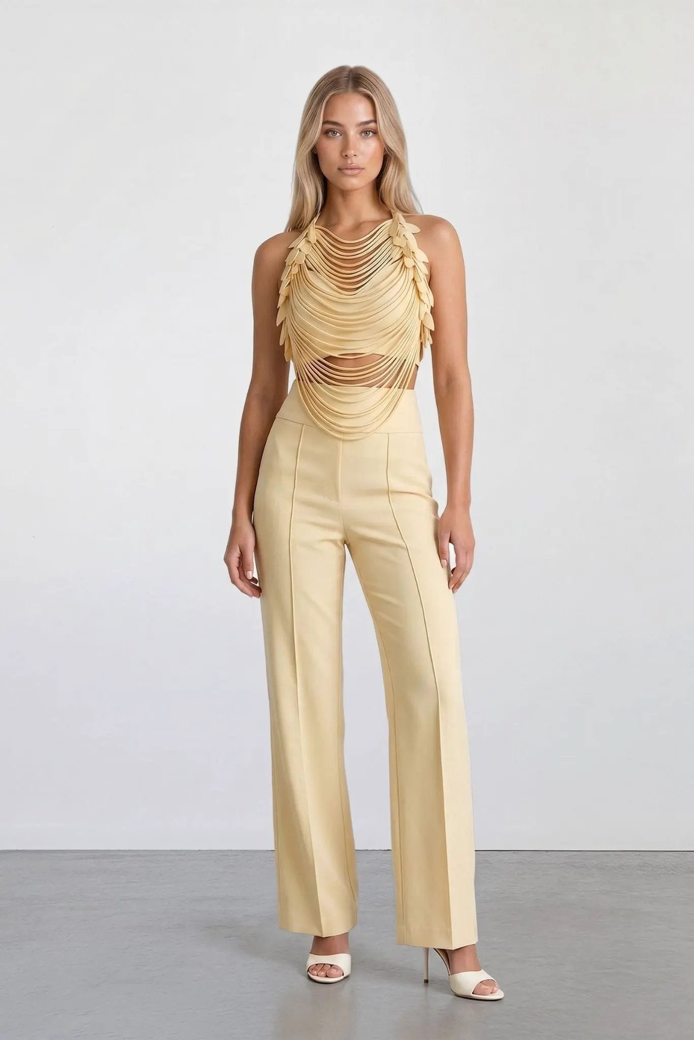 The Aurelia Draped Petal Halter Top by Akalia