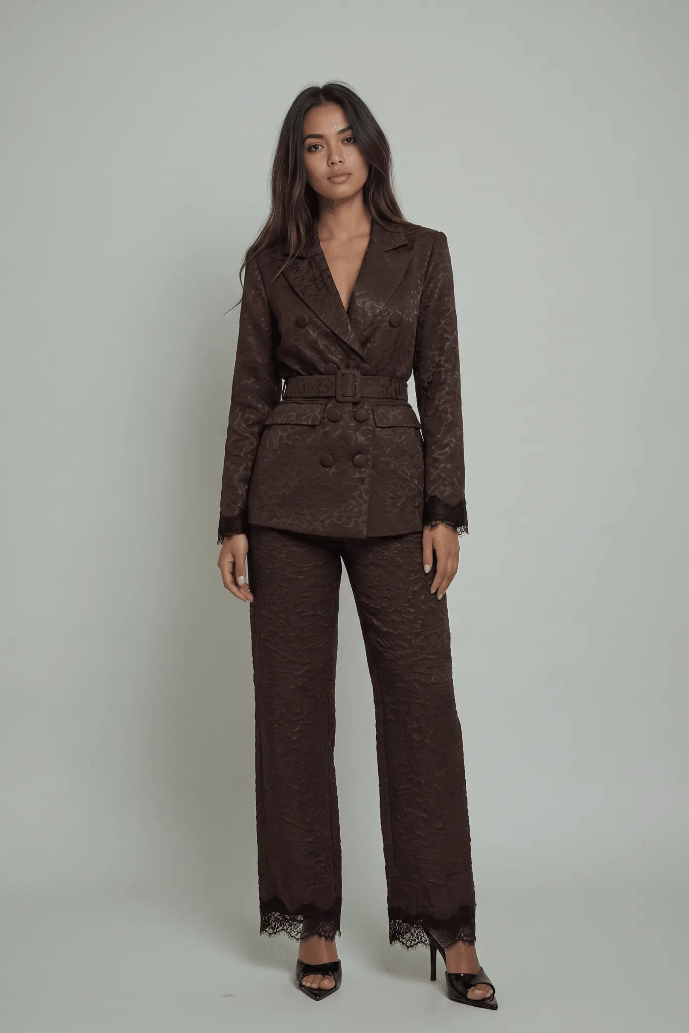 The Maison Jacquard Belted Blazer by Akalia