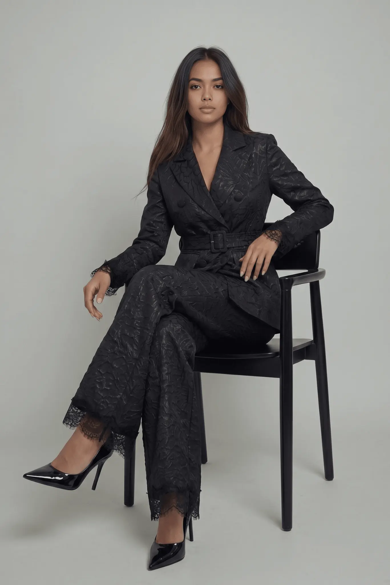 The Maison Jacquard Belted Blazer by Akalia