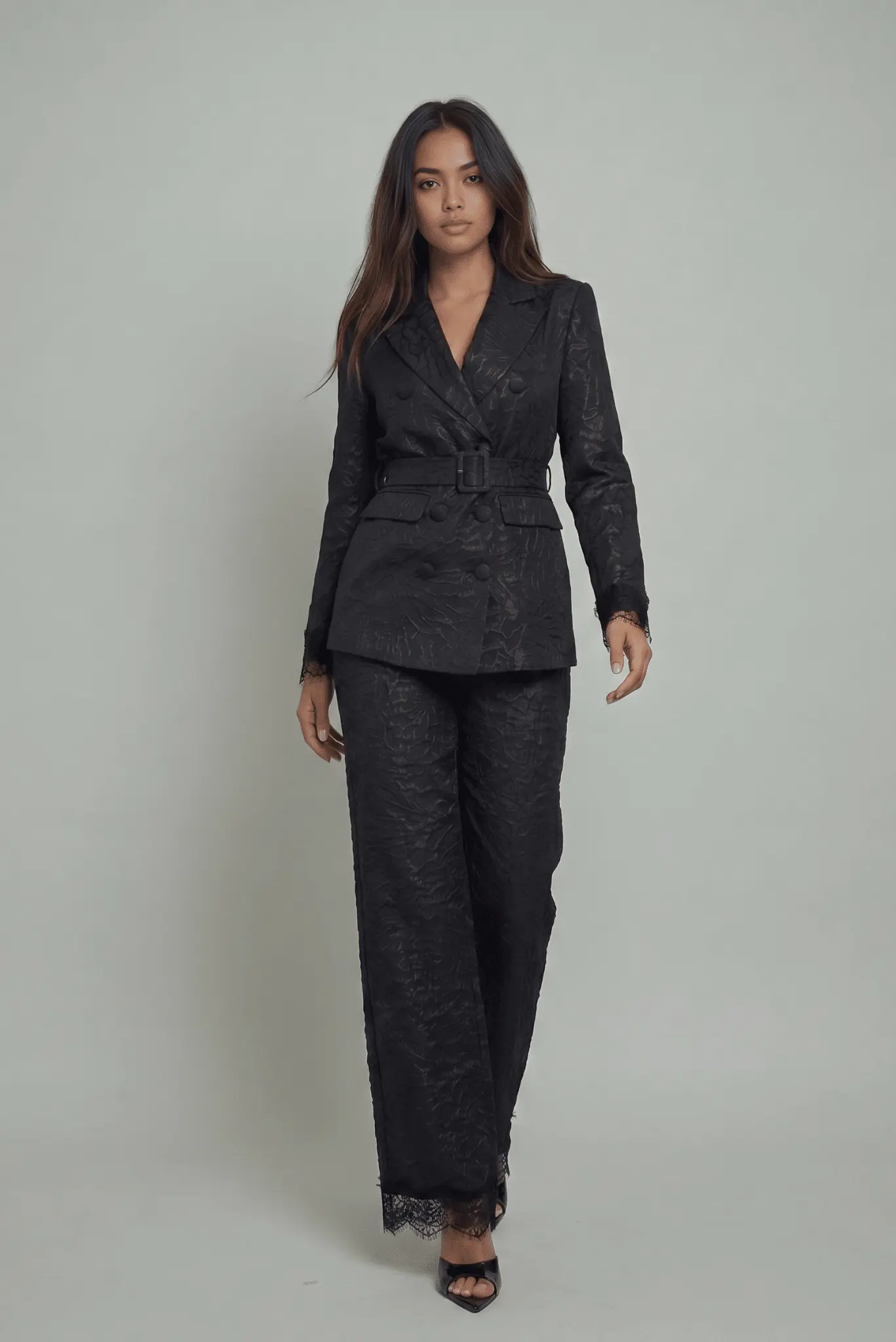 The Maison Jacquard Belted Blazer by Akalia