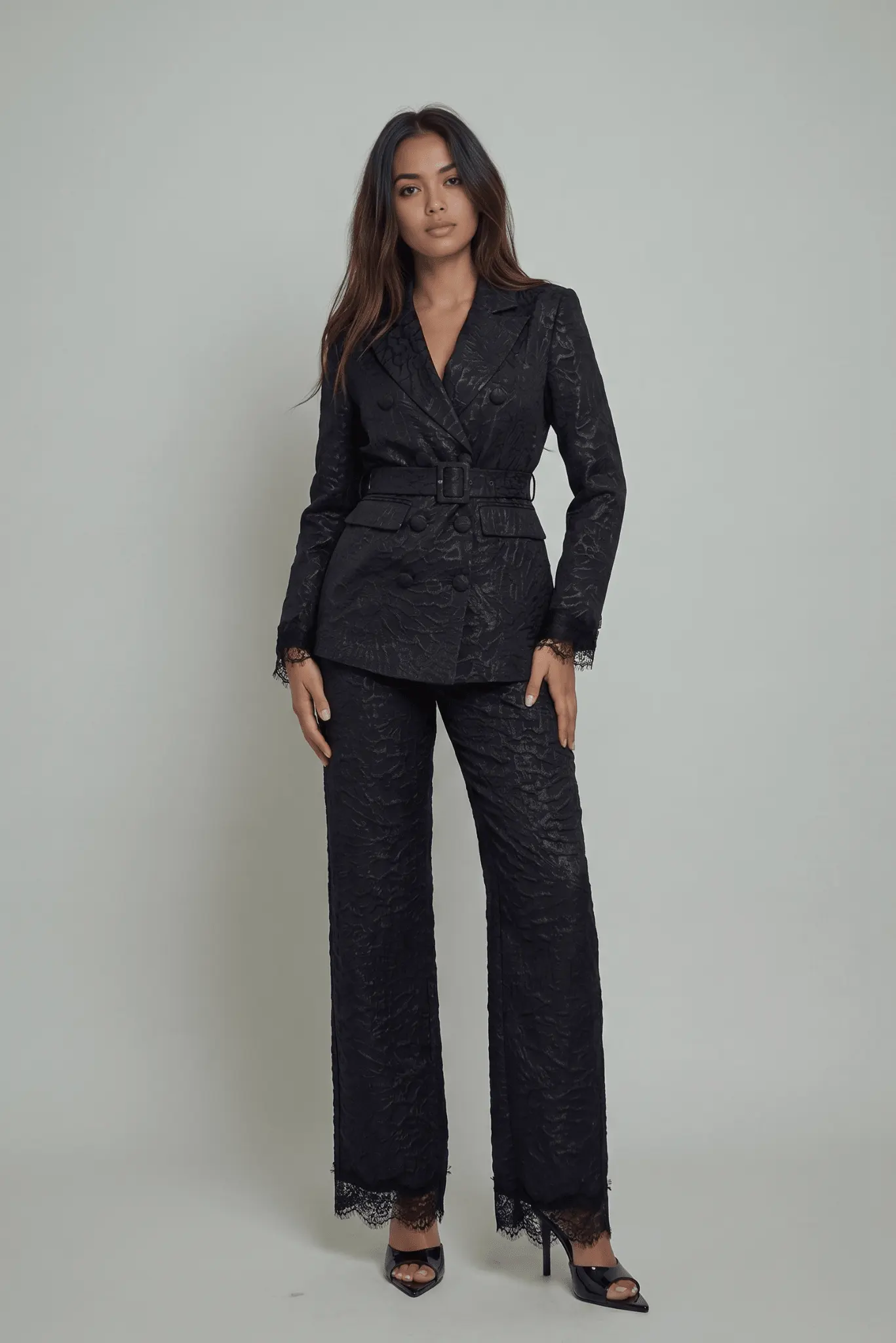The Maison Jacquard Belted Blazer by Akalia
