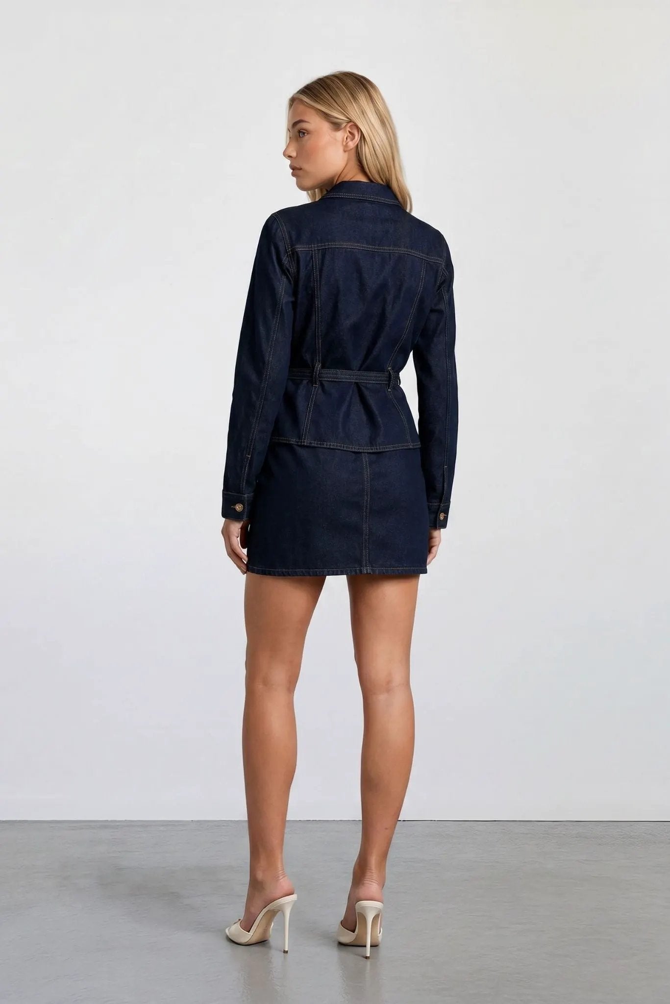 The Monaco Denim Peplum Jacket by Akalia