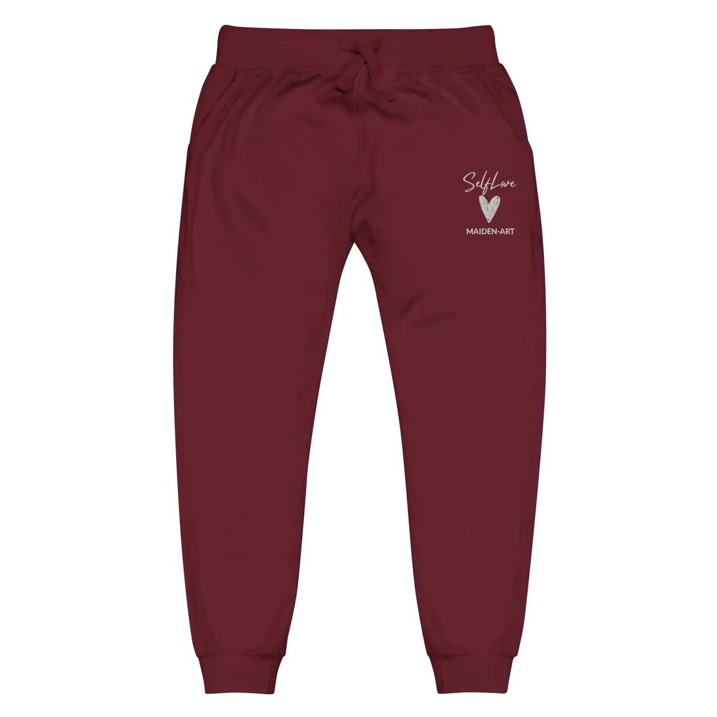 Self Love Unisex fleece sweatpants with Embroidery fashion sweatpants by Maiden-Art