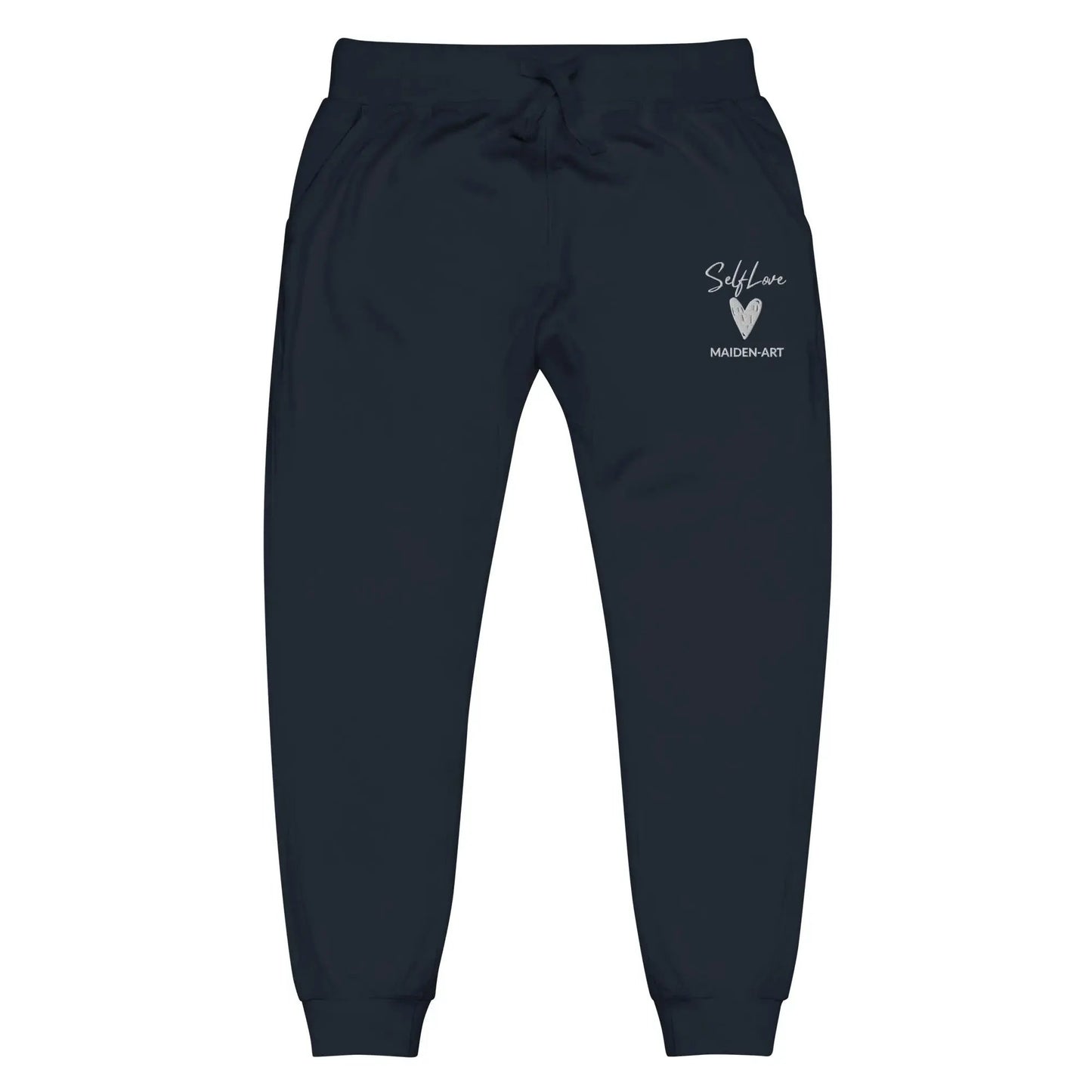 Self Love Unisex fleece sweatpants with Embroidery fashion sweatpants by Maiden-Art