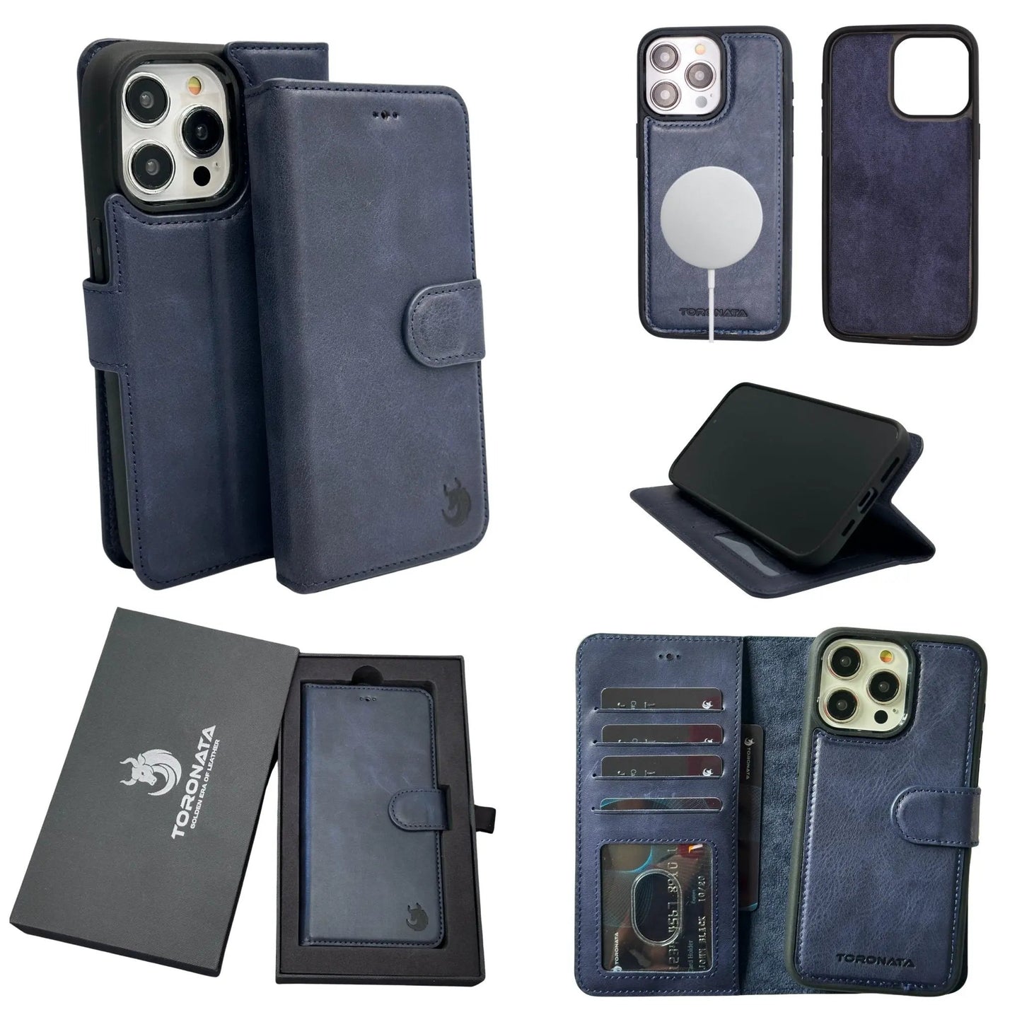 Vegas Premium Leather iPhone 15 Plus Wallet Case with MagSafe | Detachable RFID Blocking Luxury Wallet by TORONATA