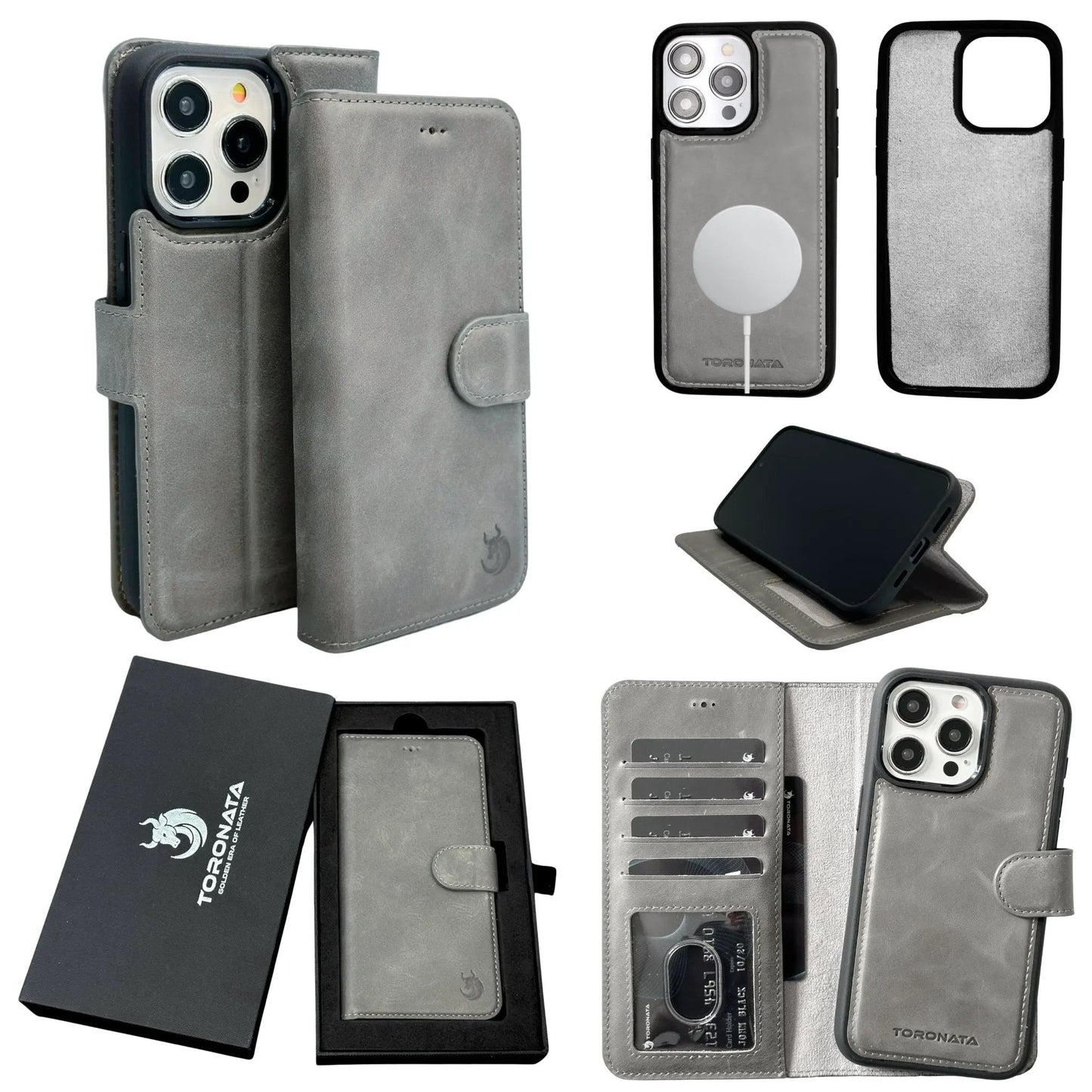 Vegas Premium Leather iPhone 15 Plus Wallet Case with MagSafe | Detachable RFID Blocking Luxury Wallet by TORONATA