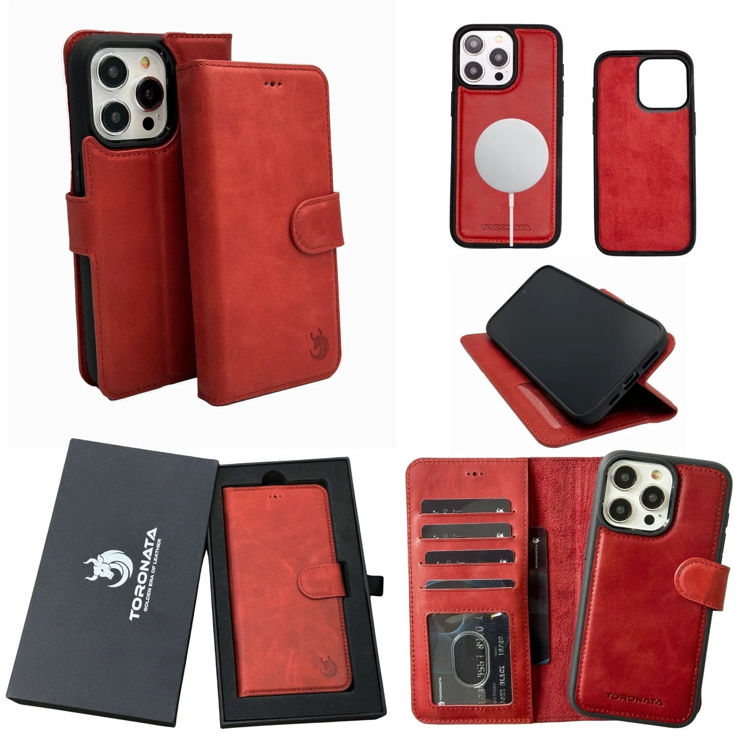 Vegas Premium Leather iPhone 15 Plus Wallet Case with MagSafe | Detachable RFID Blocking Luxury Wallet by TORONATA