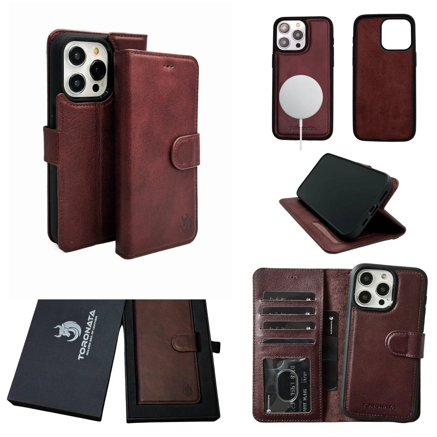 Vegas Premium Leather iPhone 15 Pro Wallet Case with MagSafe | Detachable RFID Blocking Luxury Wallet by TORONATA