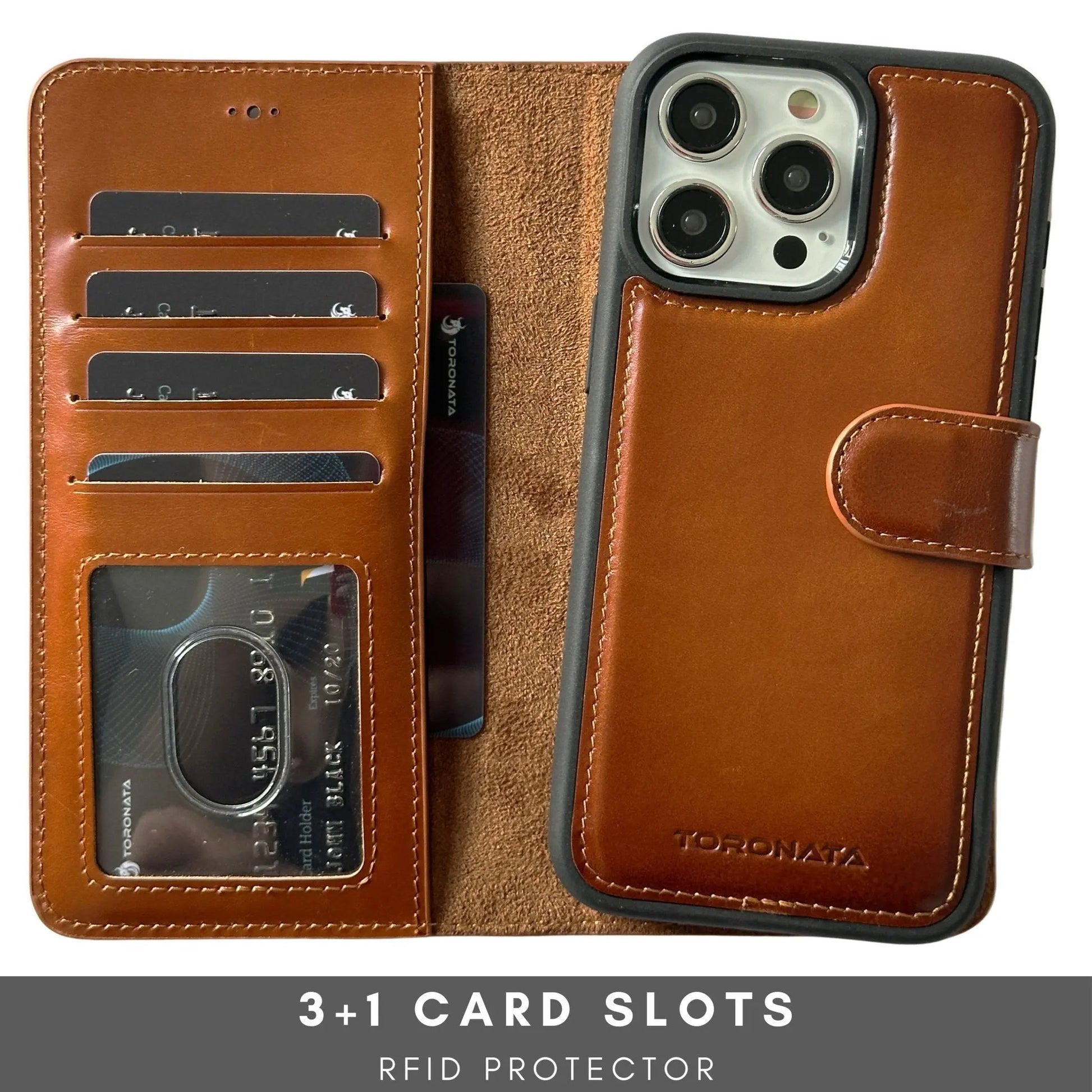 Vegas Premium Leather iPhone 15 Wallet Case with MagSafe | Detachable RFID Blocking Luxury Wallet by TORONATA