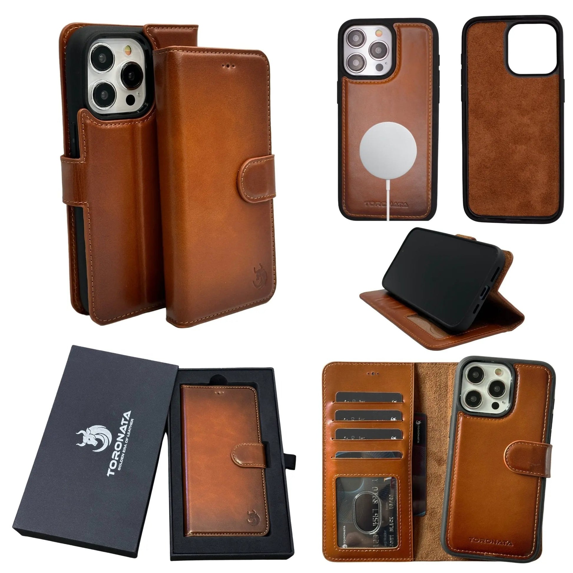 Vegas Premium Leather iPhone 15 Wallet Case with MagSafe | Detachable RFID Blocking Luxury Wallet by TORONATA