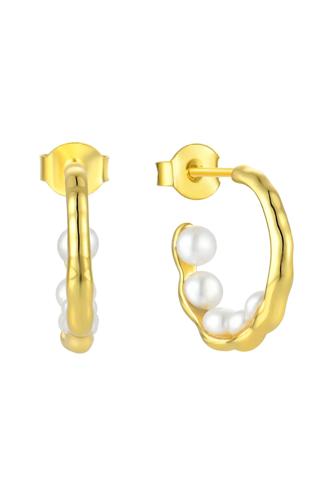 Waterproof Yellow Gold Plated Classic Faux Pearl Earring by Akalia