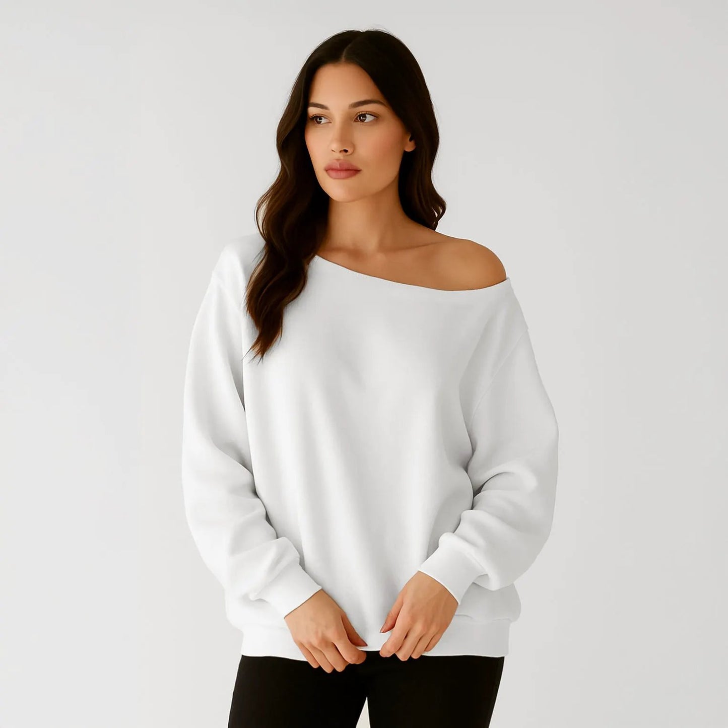 6007 - Women's Fleece Off Shoulder Pullover Sweatshirt by POS Wholesale