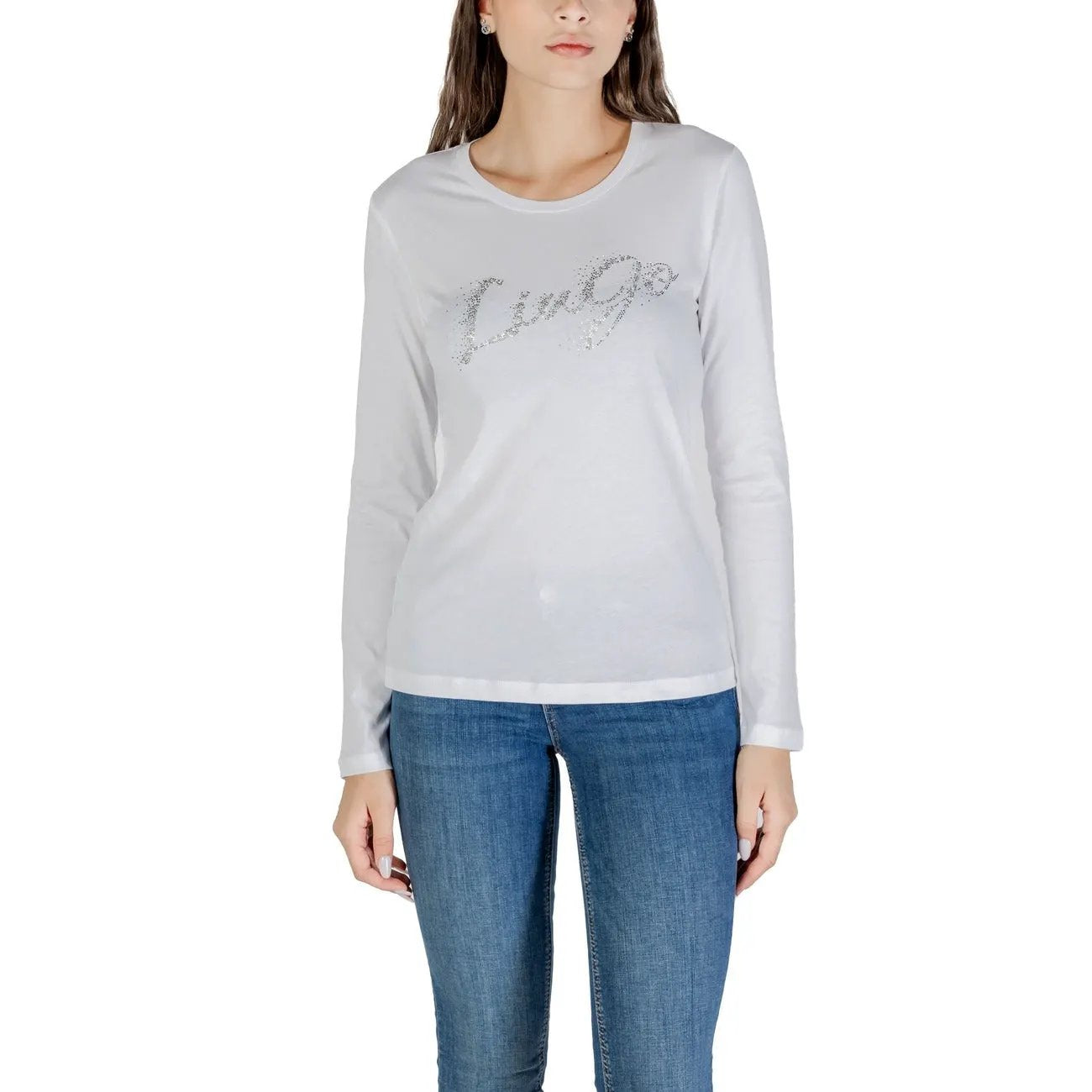 Liu Jo Womens Essential Premium Cotton Long Sleeve Printed White Tee by Liu Jo