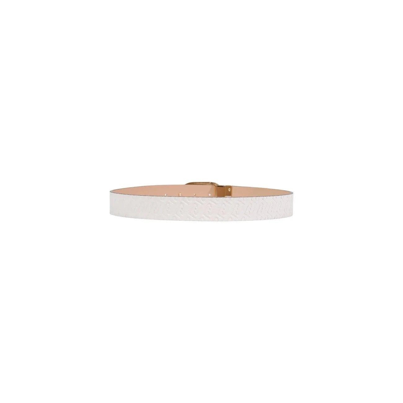 Liu Jo Women White Faux Leather Belt Elegant Gold Logo Buckle Style by Liu Jo