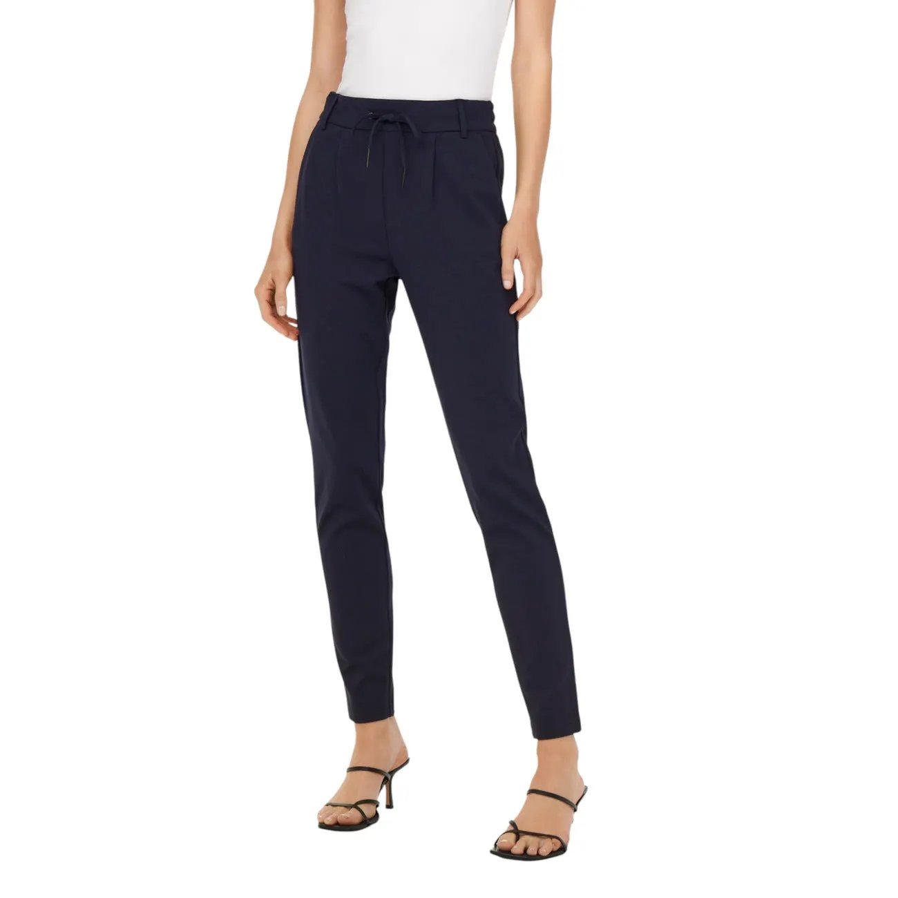 Only Women Blue Comfortable Stretch Lounge Trousers With Drawstring Waist by Only
