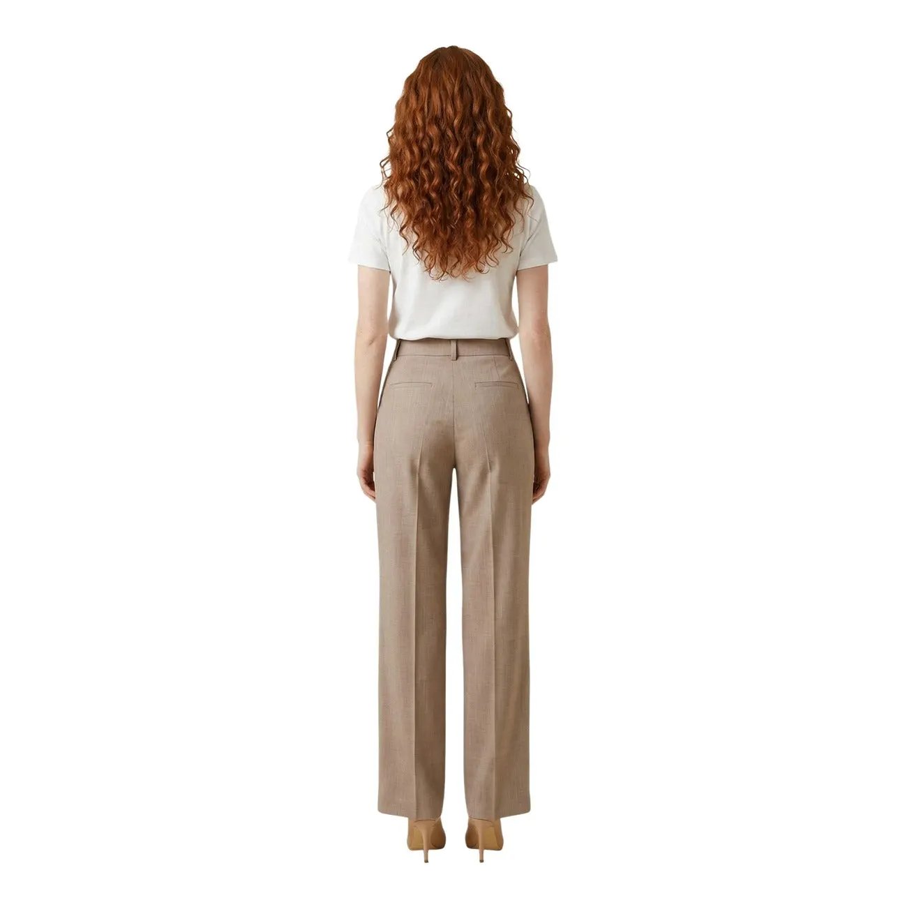 Liu Jo Women Beige Pleated Wide Leg Trousers Elegant Stretch Pants by Liu Jo