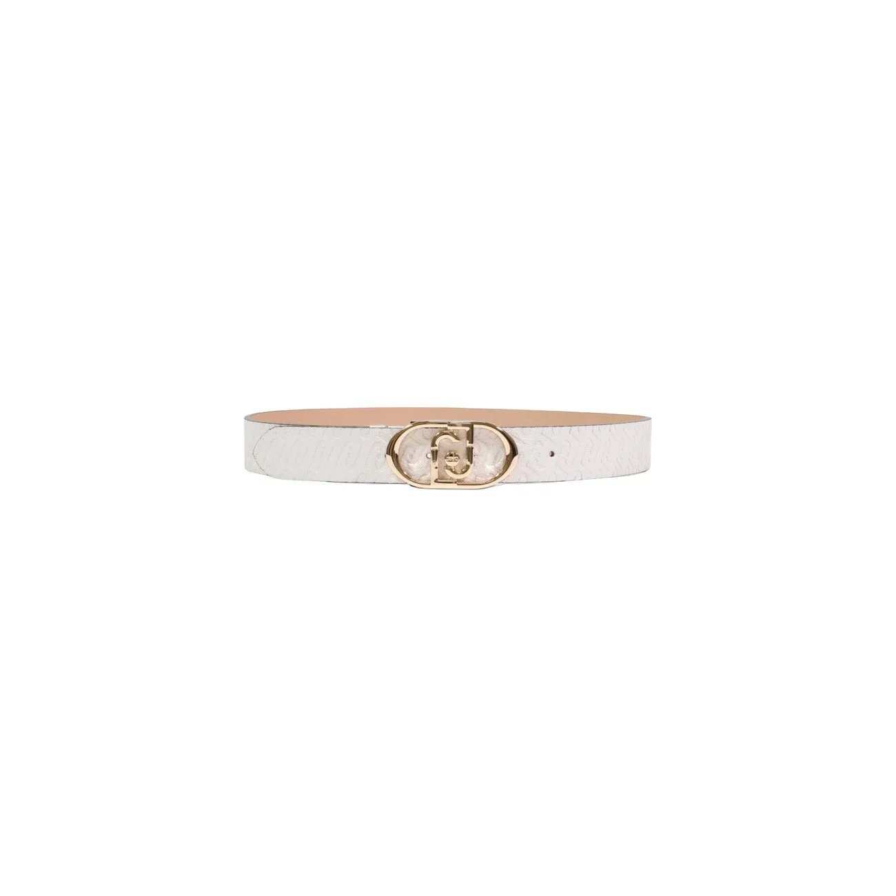 Liu Jo Women White Faux Leather Belt Elegant Gold Logo Buckle Style by Liu Jo