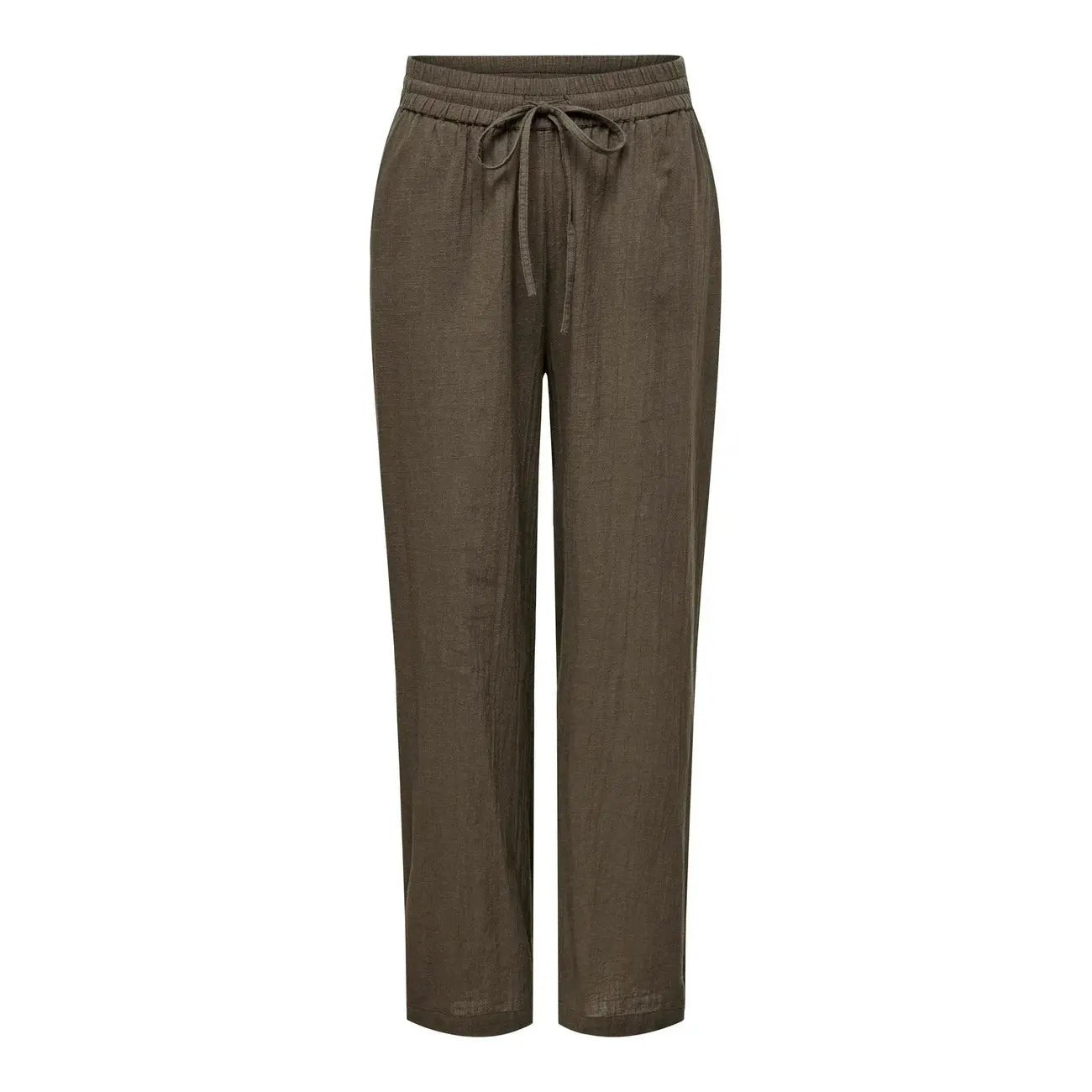 Only Women Stylish Brown Cotton Wide Leg Trousers With Front Pockets by Only