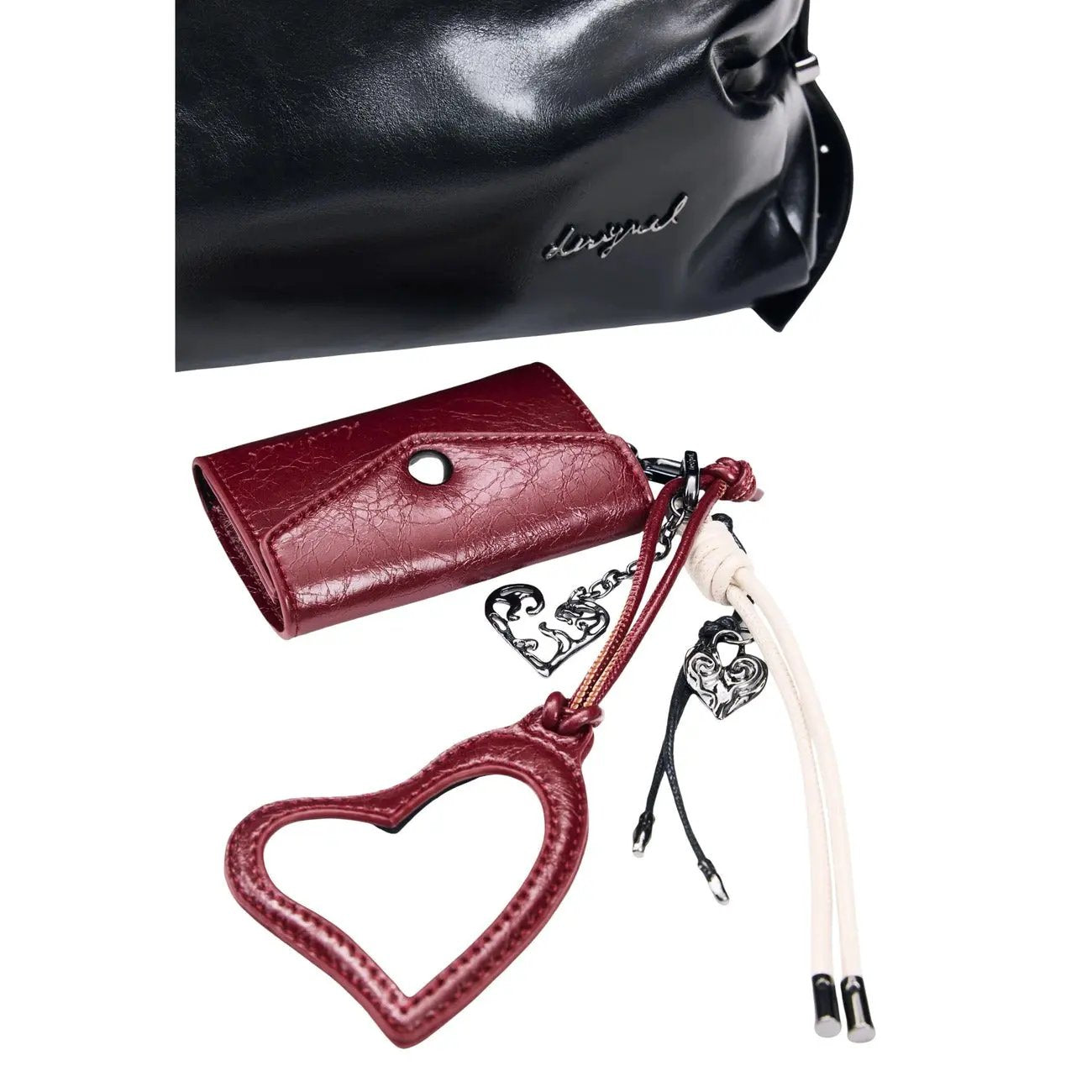 Desigual Women Black Polyurethane Handbag Stunning Zip Fastening Inside Pocket by Desigual