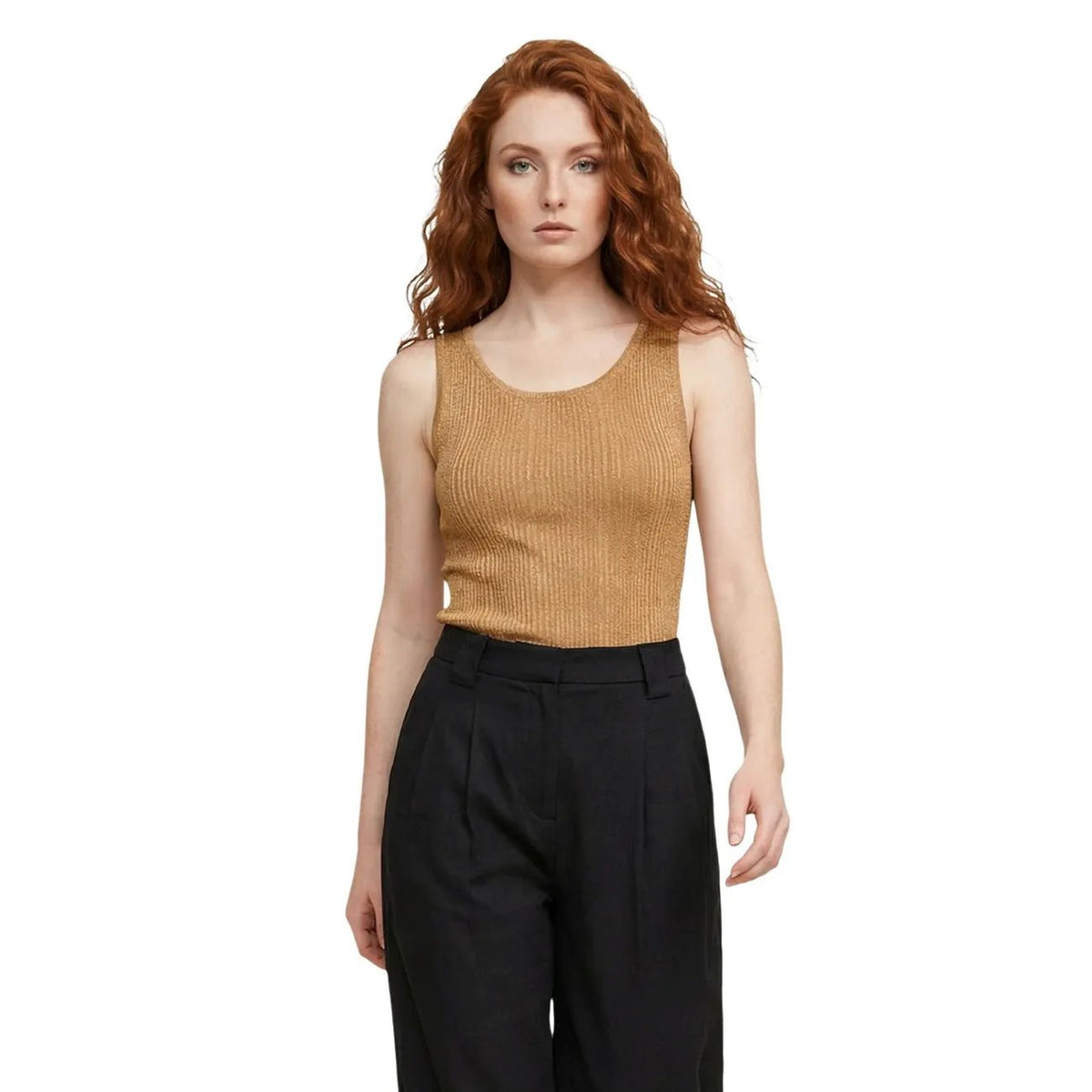 Only Women Camel Ribbed Tank Top Undershirt Sleeveless Summer Essential by Only