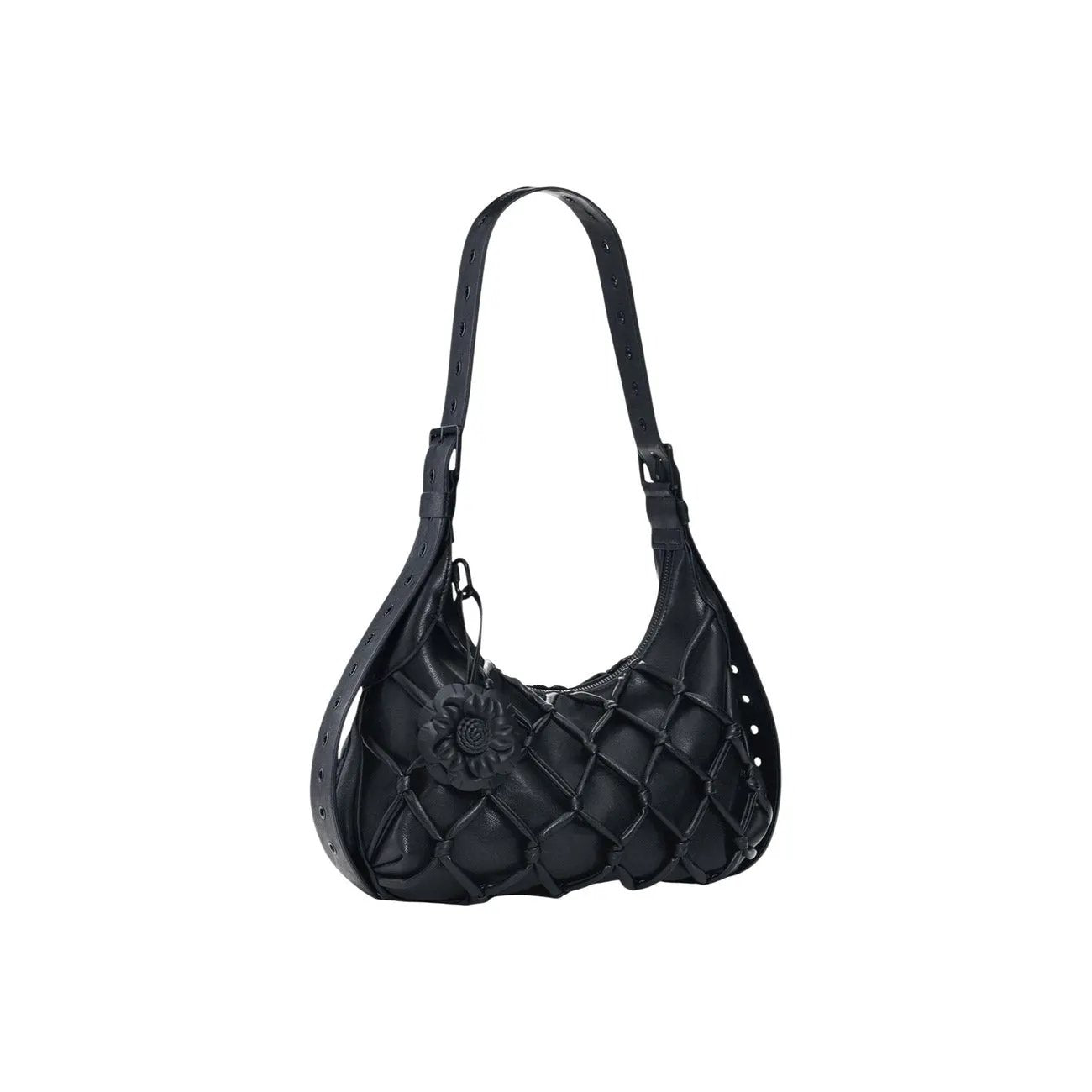Desigual Women Black Woven Quilted Shoulder Handbag With Zip Fastening by Desigual