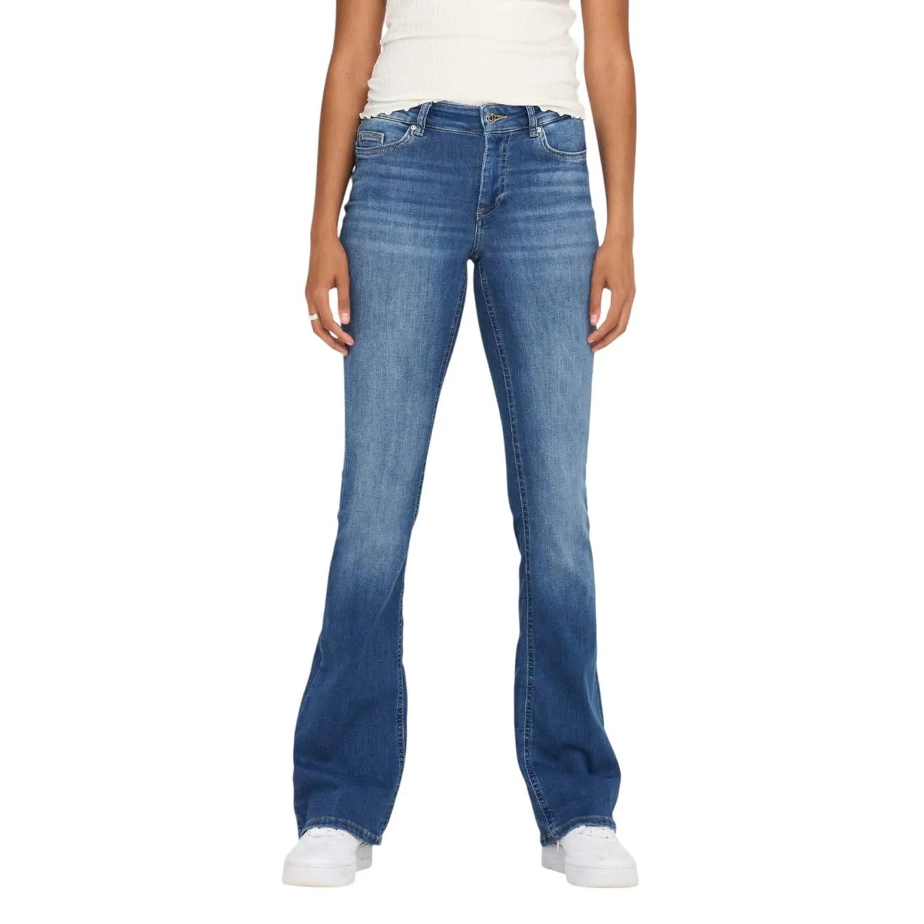 Only Women Blue Super Stretch High Waisted Flared Denim Jeans Retro Fit by Only