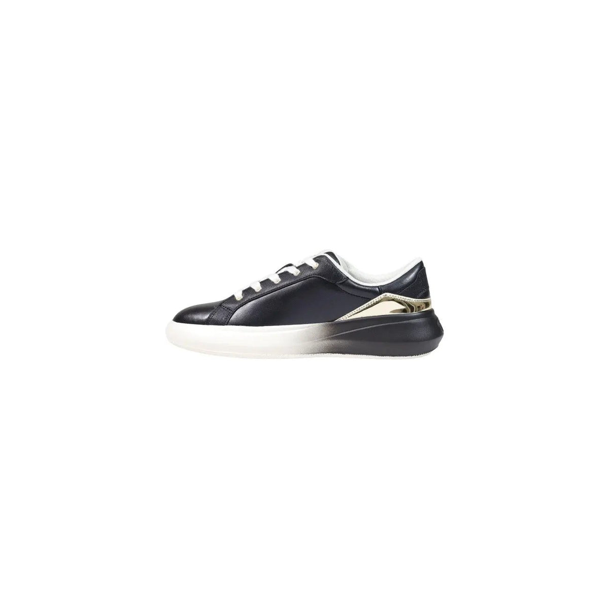 Liu Jo Women Black Leather Sneakers Featuring Premium Gold Logo Detail by Liu Jo
