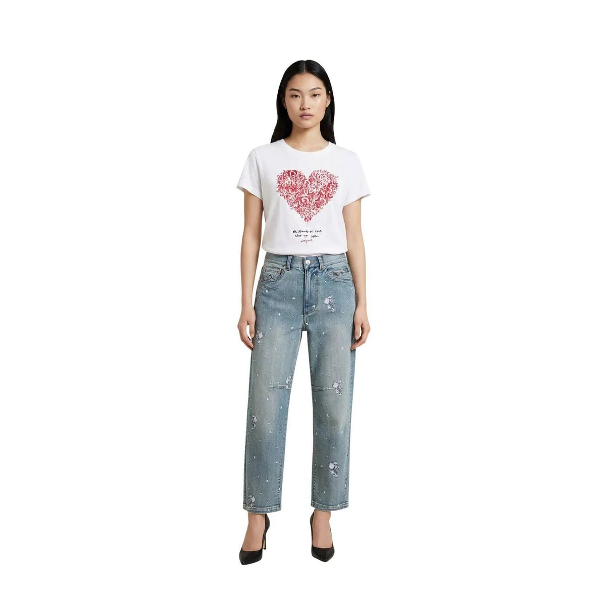 Stylish Desigual Women Light Blue Worn Out Effect Stretch Jeans by Desigual
