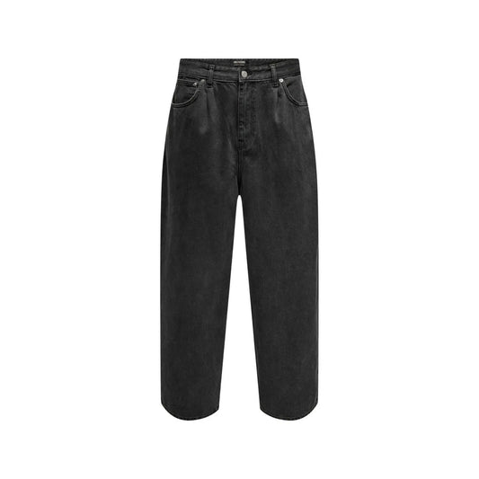 Only & Sons Men Black Pure Cotton Jeans Relaxed Fit Denim Pants by Only & Sons