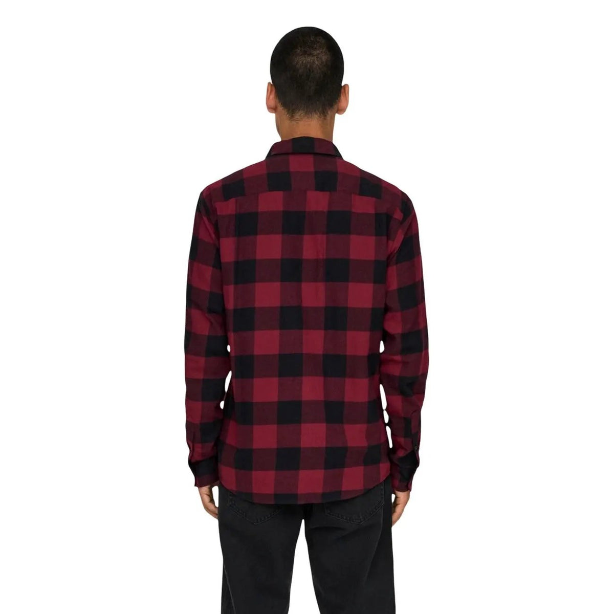 High Quality Only Sons Men Red Plaid Cotton Long Sleeve Classic Shirt by Only & Sons